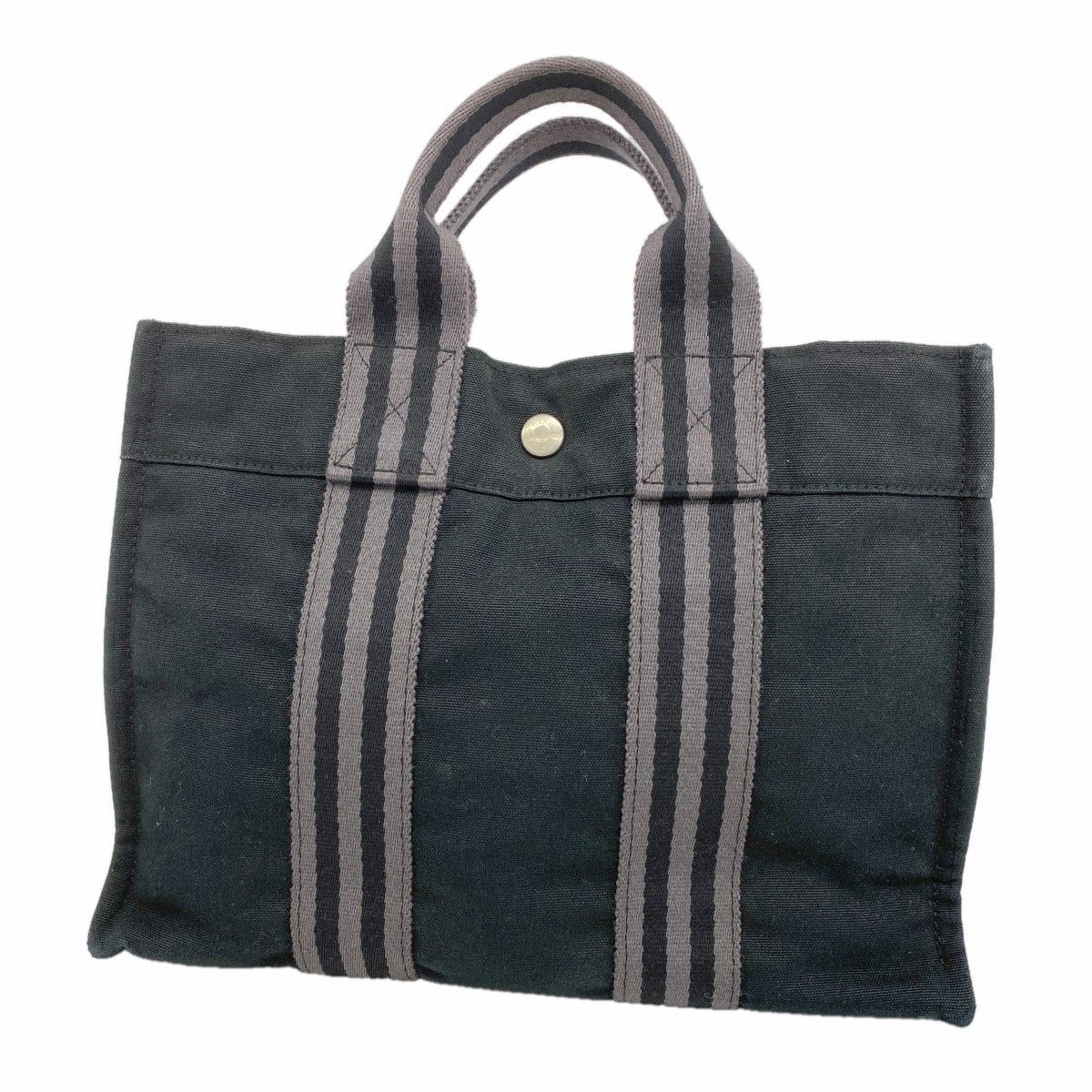 Hermes Tote Fourre Tout PM Canvas Black Silver