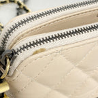 Chanel Shoulder Bag Gabrielle Lambskin Beige Black Gold Silver — view 7