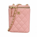 Chanel Shoulder Bag Quilted Caviar Leather Pink Champagne Gold