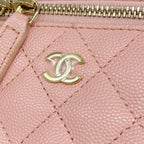 Chanel Shoulder Bag Quilted Caviar Leather Pink Champagne Gold — view 8