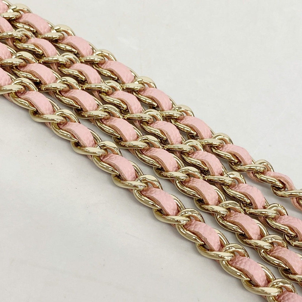 Chanel Shoulder Bag Quilted Caviar Leather Pink Champagne Gold — view 7