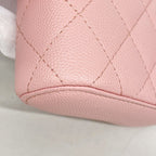 Chanel Shoulder Bag Quilted Caviar Leather Pink Champagne Gold — view 6
