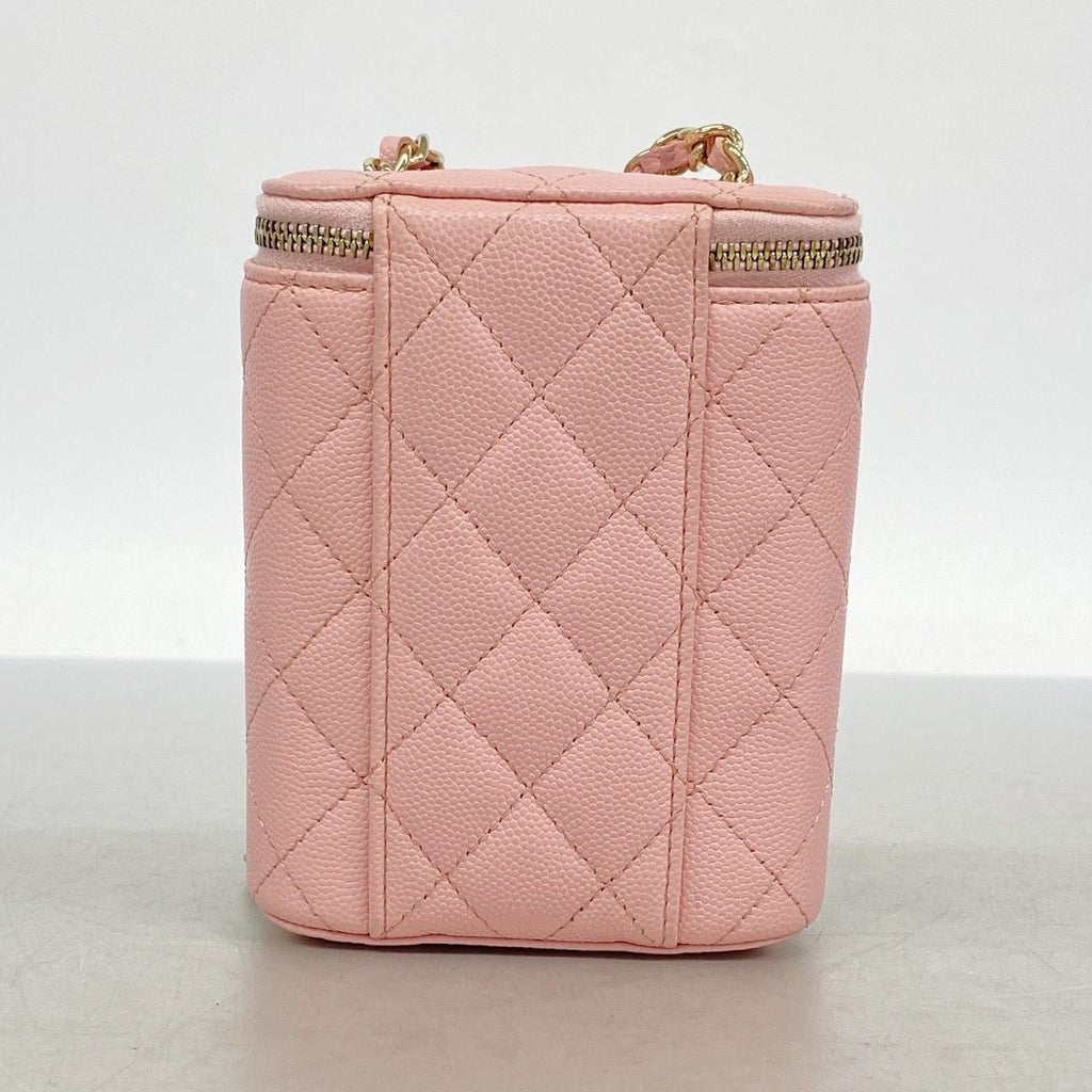 Chanel Shoulder Bag Quilted Caviar Leather Pink Champagne Gold — view 9