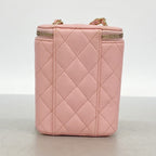 Chanel Shoulder Bag Quilted Caviar Leather Pink Champagne Gold — view 9