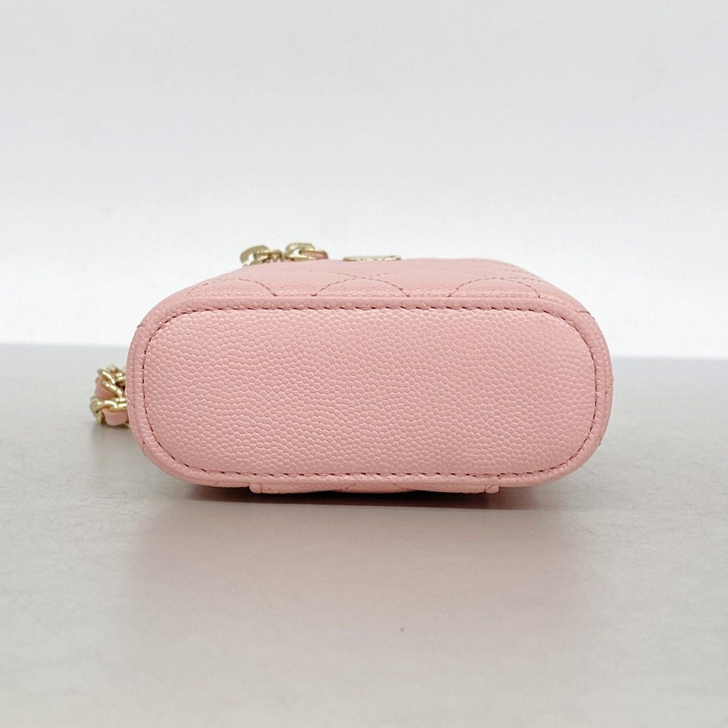Chanel Shoulder Bag Quilted Caviar Leather Pink Champagne Gold — view 3