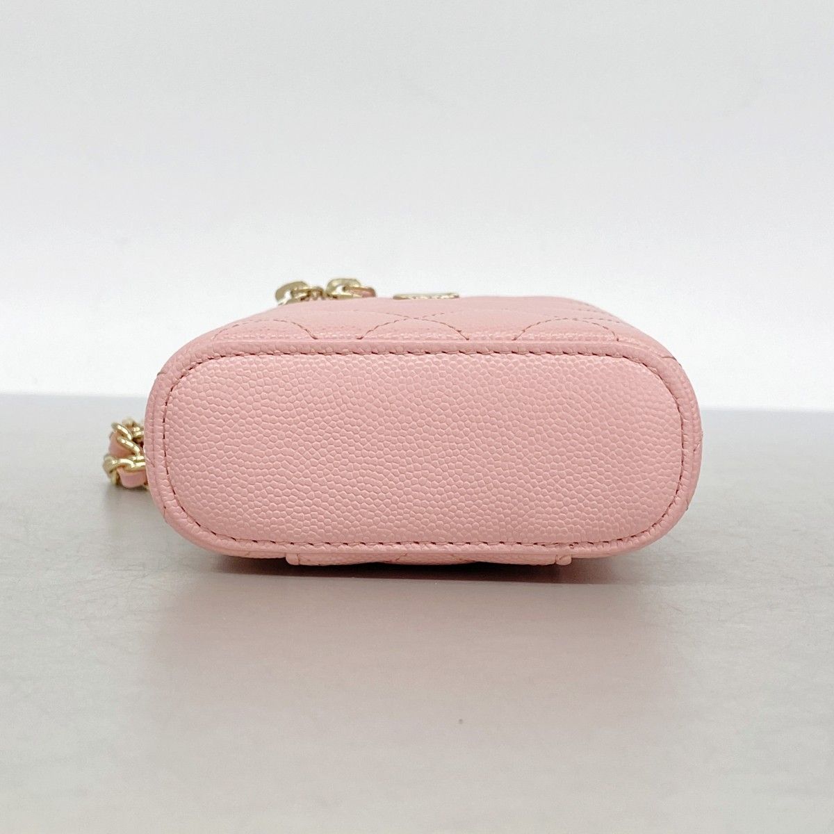 Chanel Shoulder Bag Quilted Caviar Leather Pink Champagne Gold — view 3