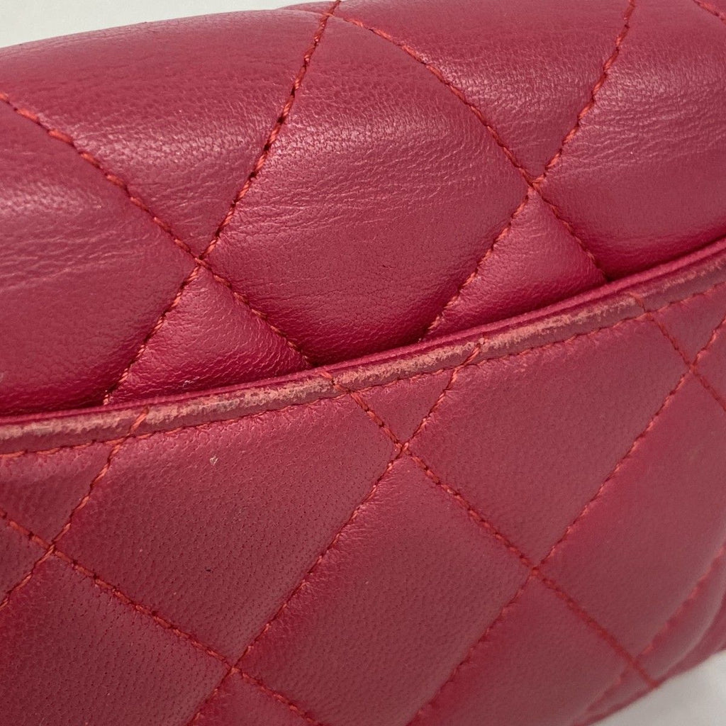 Chanel Card Case Quilted Lambskin Red Silver — view 6