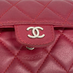 Chanel Card Case Quilted Lambskin Red Silver — view 8