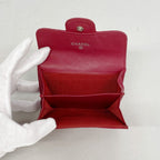 Chanel Card Case Quilted Lambskin Red Silver — view 3