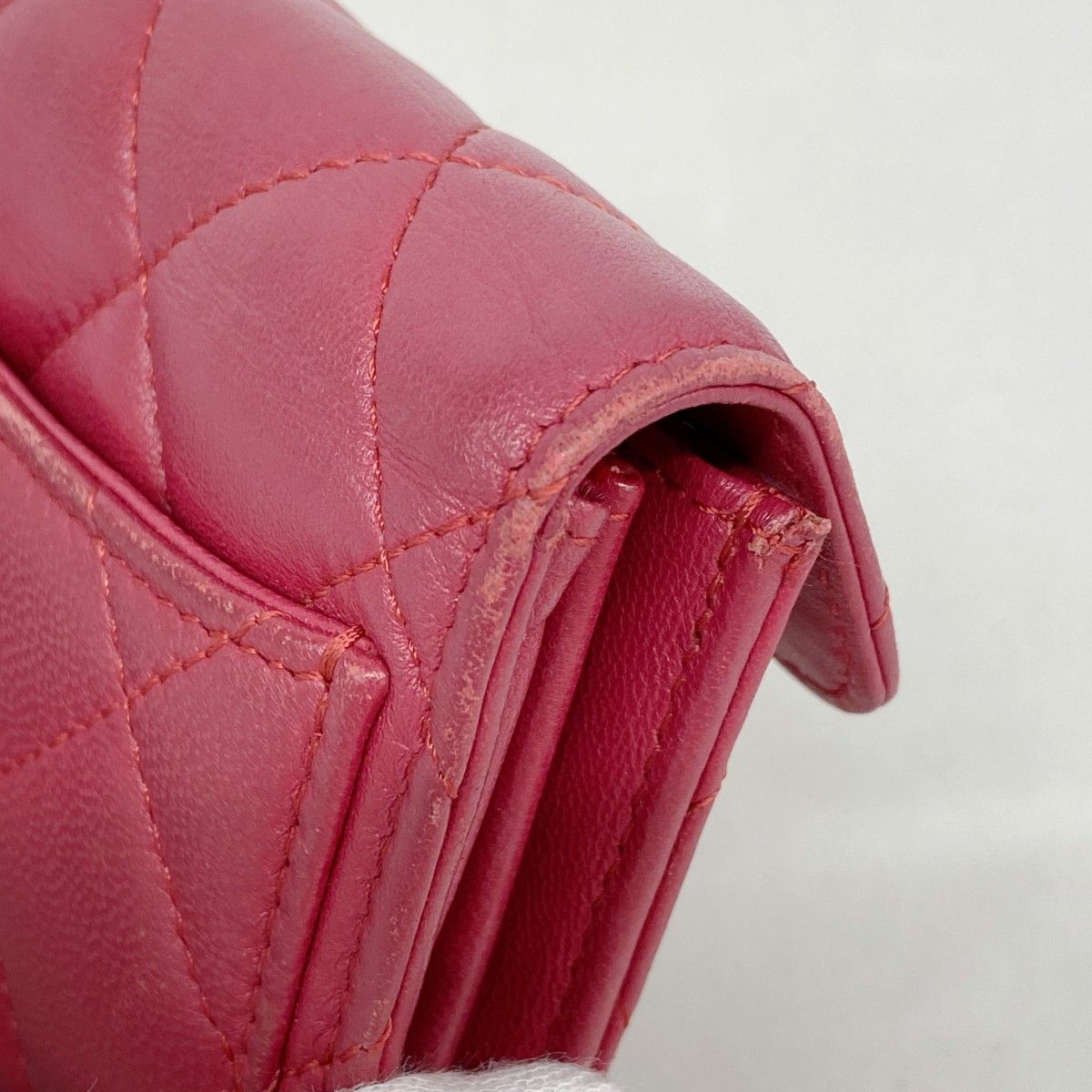 Chanel Card Case Quilted Lambskin Red Silver — view 5