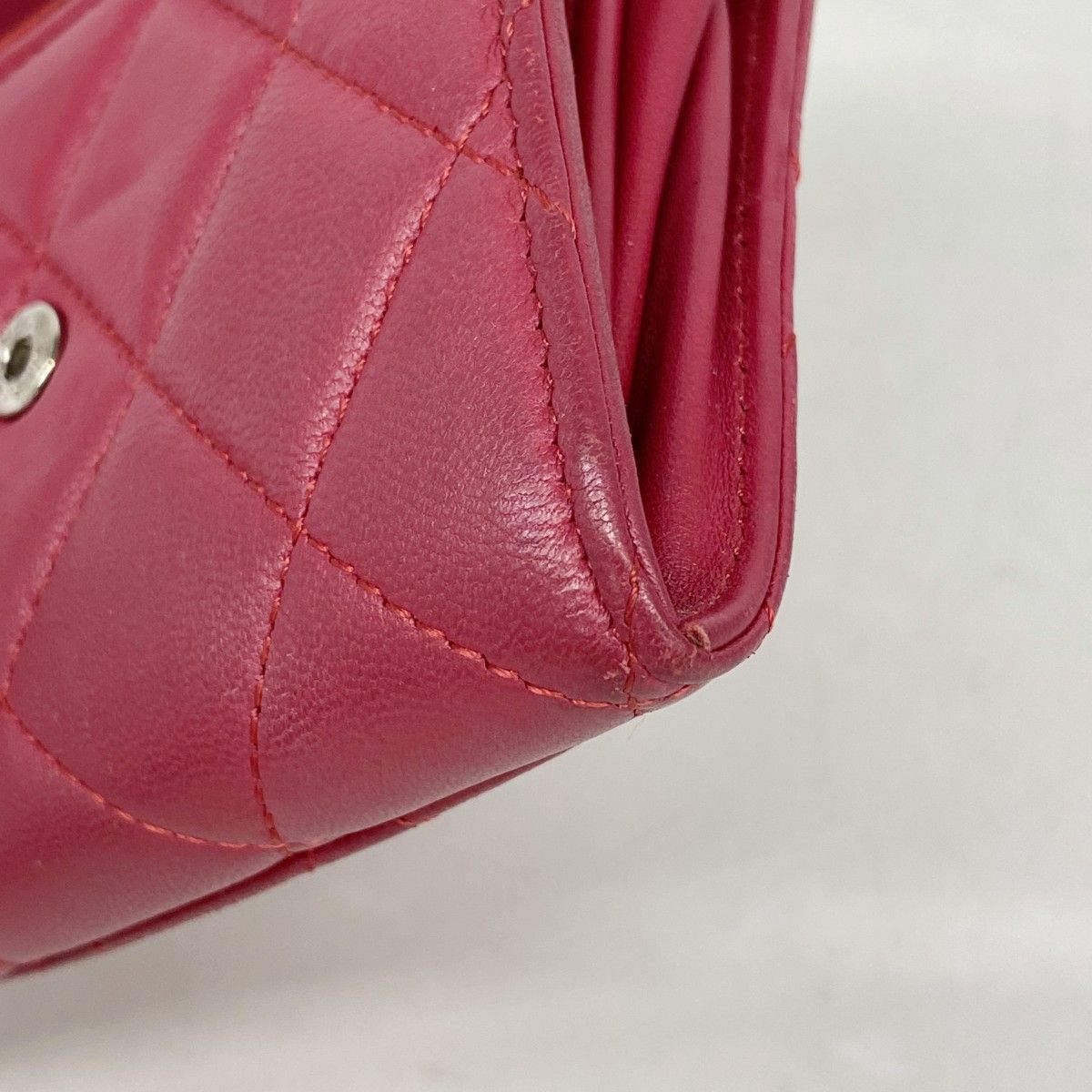 Chanel Card Case Quilted Lambskin Red Silver — view 7