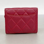 Chanel Card Case Quilted Lambskin Red Silver — view 9