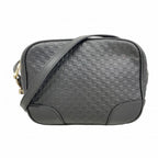 Gucci Shoulder Bag Micro Guccissima Leather Black Champagne Gold
