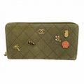 Chanel Wallet Quilted Canvas Khaki Gold