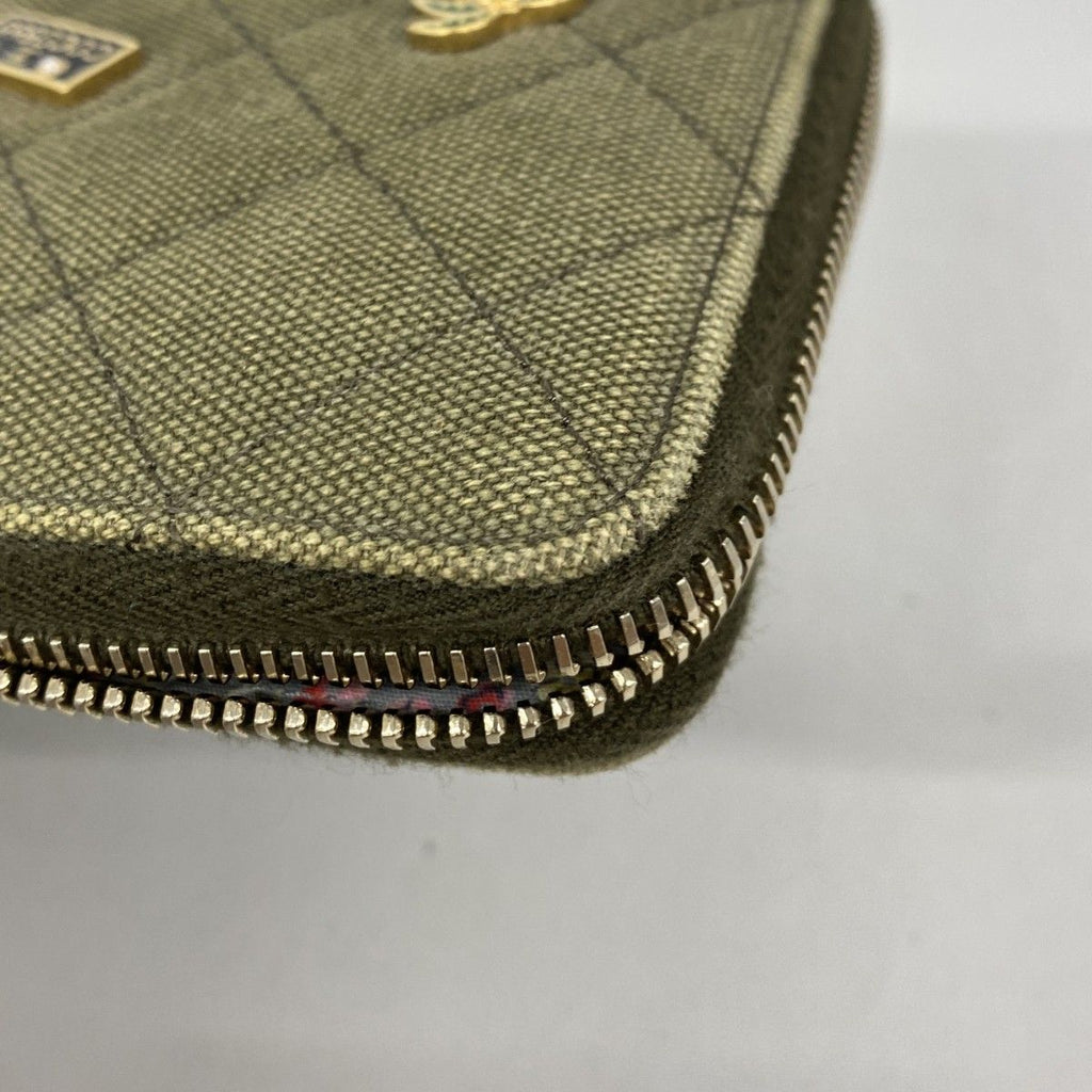 Chanel Wallet Quilted Canvas Khaki Gold — view 5