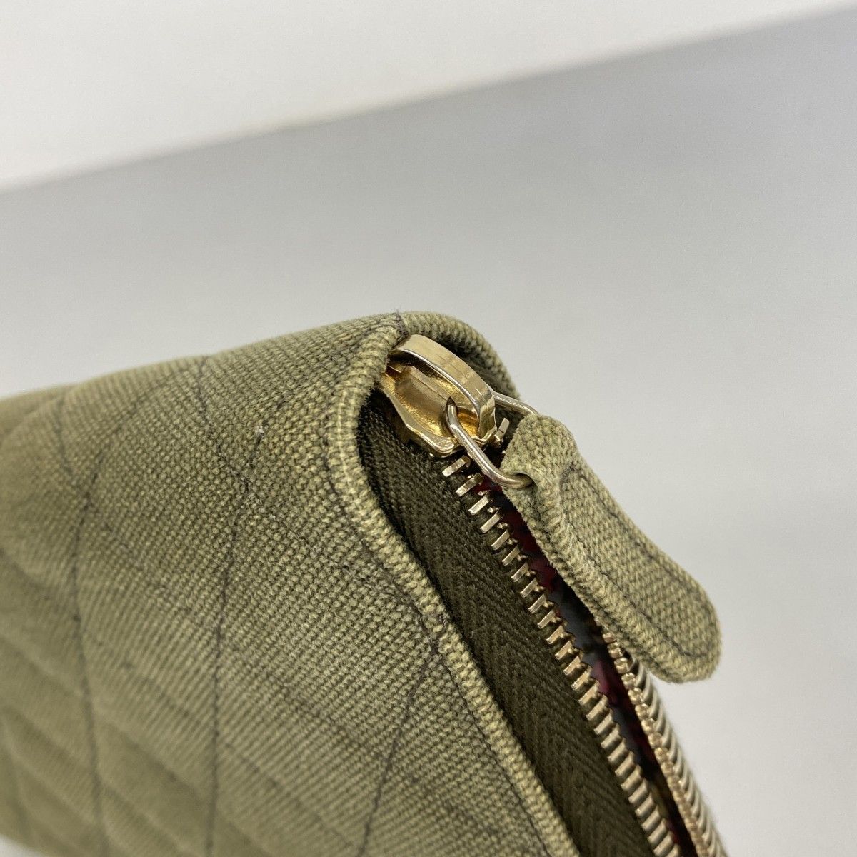 Chanel Wallet Quilted Canvas Khaki Gold — view 6