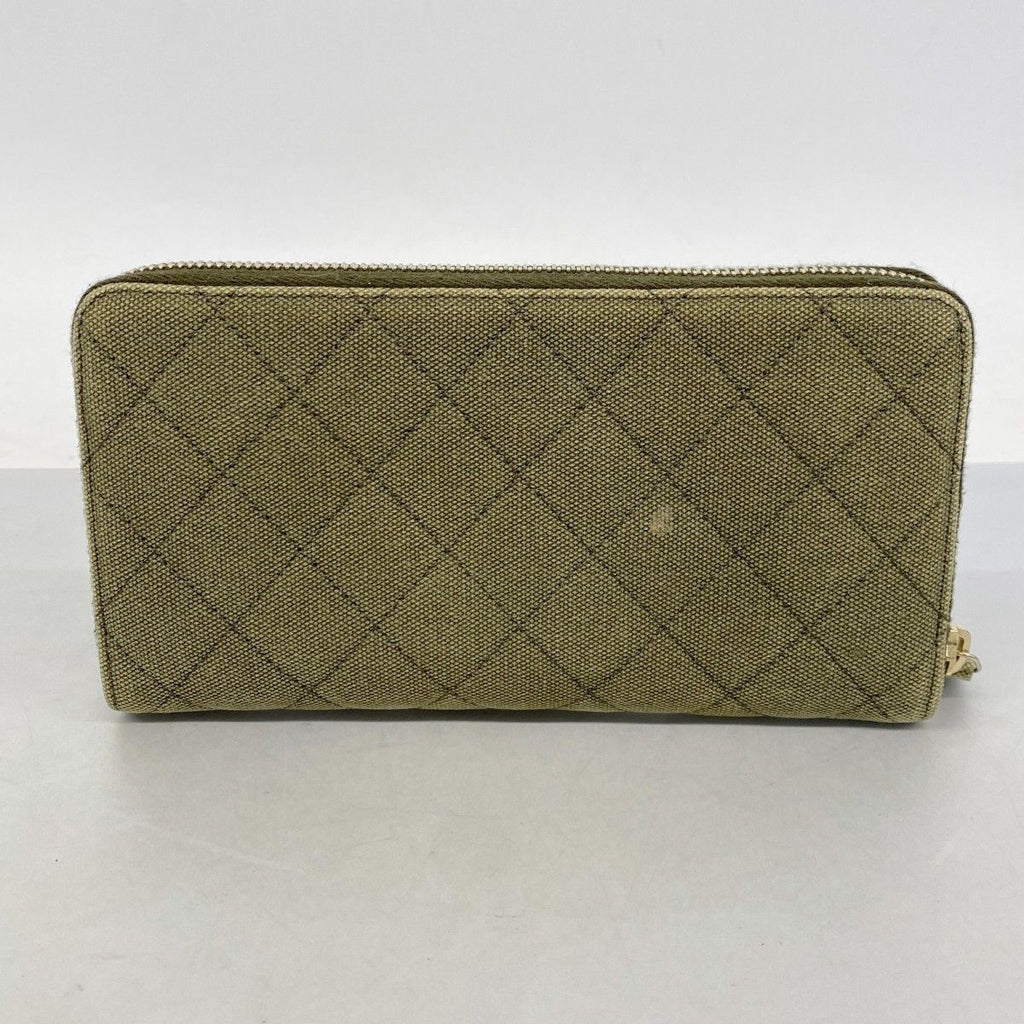Chanel Wallet Quilted Canvas Khaki Gold — view 8