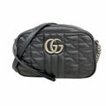 Gucci Shoulder Bag GG Marmont Leather Black Silver