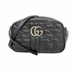 Gucci Shoulder Bag GG Marmont Leather Black Silver