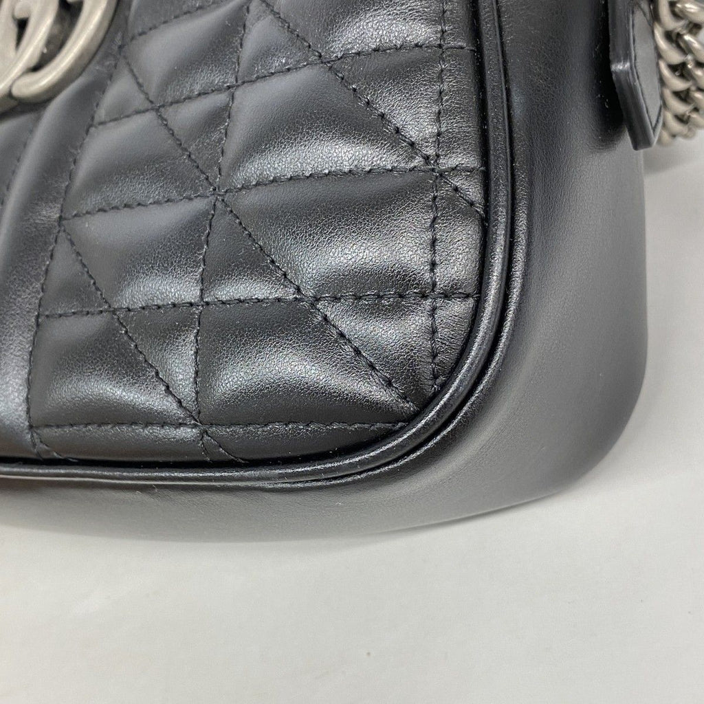 Gucci Shoulder Bag GG Marmont Leather Black Silver — view 7