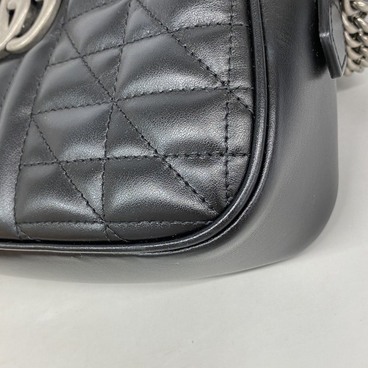 Gucci Shoulder Bag GG Marmont Leather Black Silver — view 7
