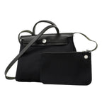 Hermes Handbag Herbag Zip PM Toile Officier Black Silver 2-Way