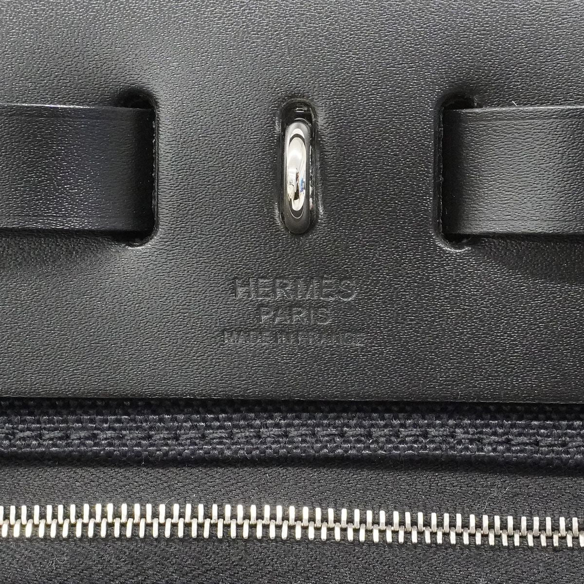 Hermes Handbag Herbag Zip PM Toile Officier Black Silver 2-Way — view 5
