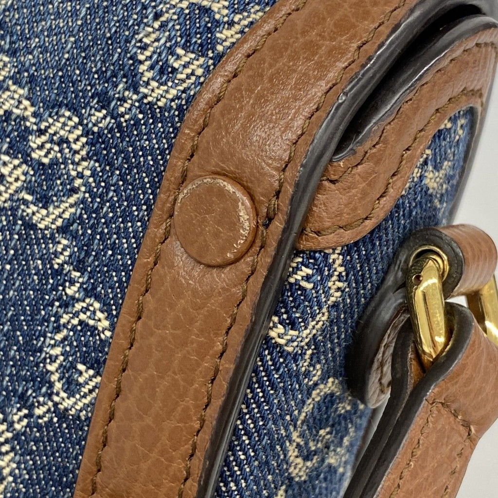 Gucci Shoulder Bag Horsebit Denim Blue Brown Gold — view 8