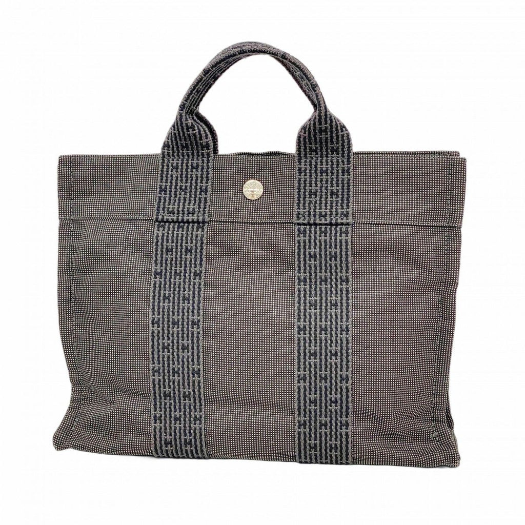 Hermes Tote Her Line PM Canvas Gray Silver