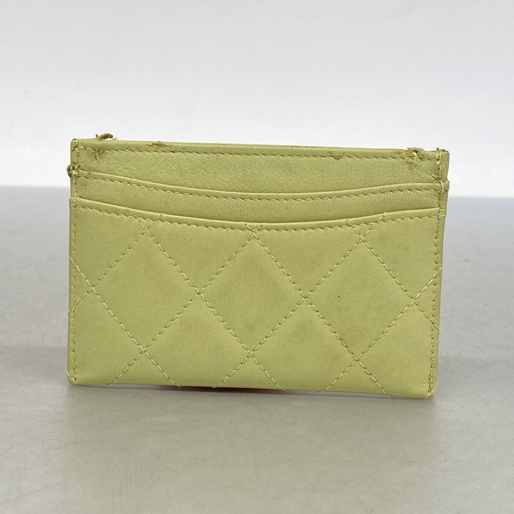 Chanel Card Case Quilted Lambskin Light Green Silver — view 8
