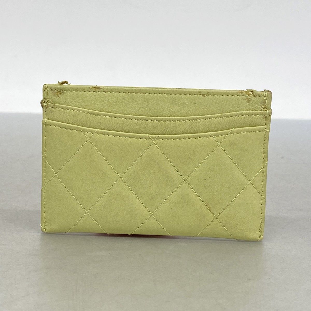 Chanel Card Case Quilted Lambskin Light Green Silver — view 8
