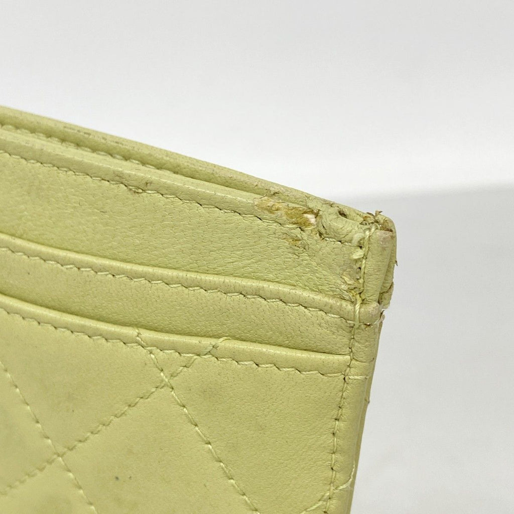 Chanel Card Case Quilted Lambskin Light Green Silver — view 5