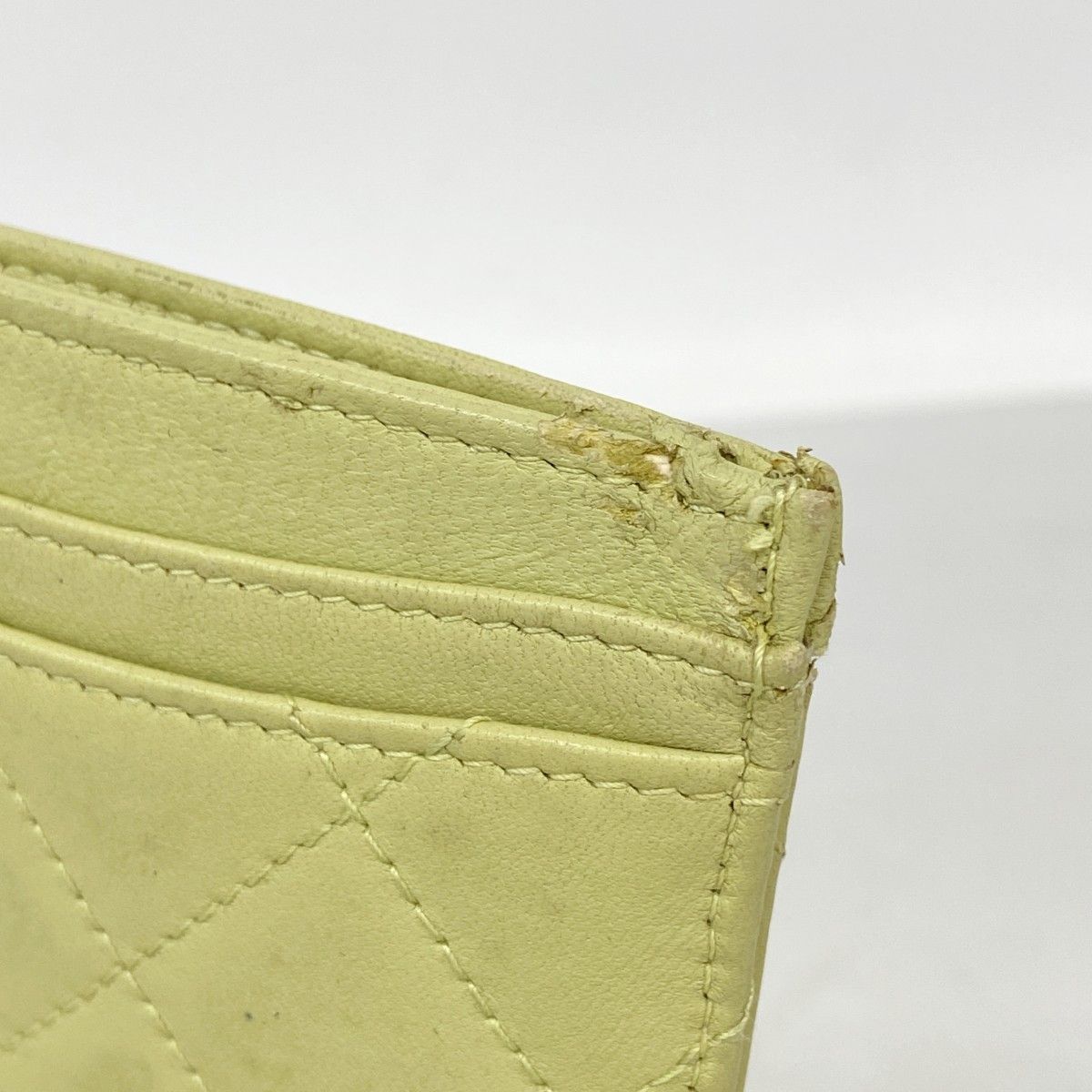 Chanel Card Case Quilted Lambskin Light Green Silver — view 5
