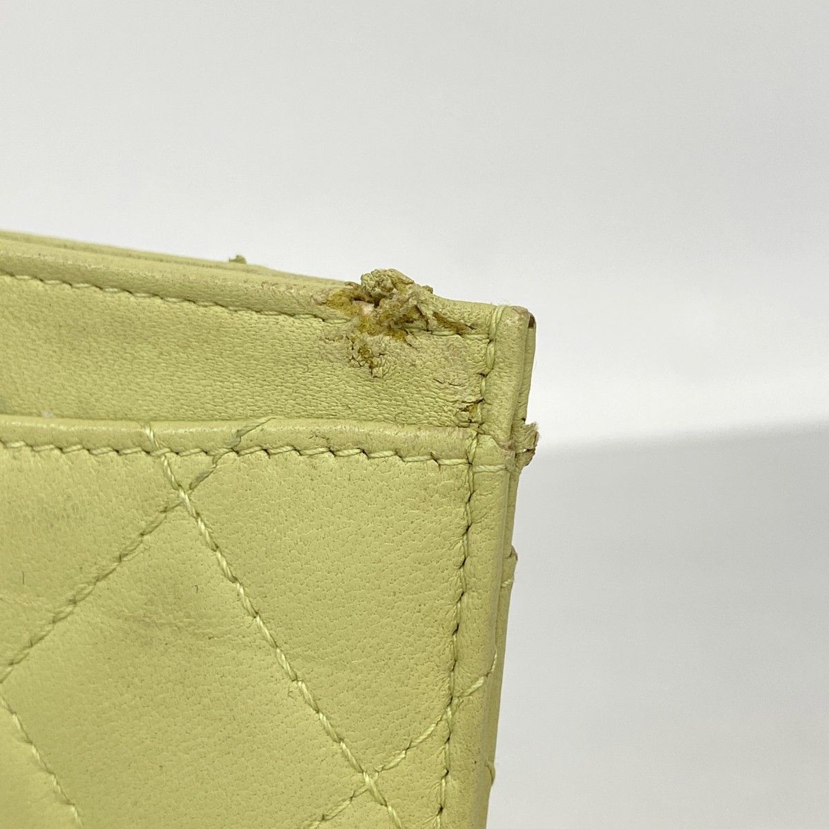 Chanel Card Case Quilted Lambskin Light Green Silver — view 6