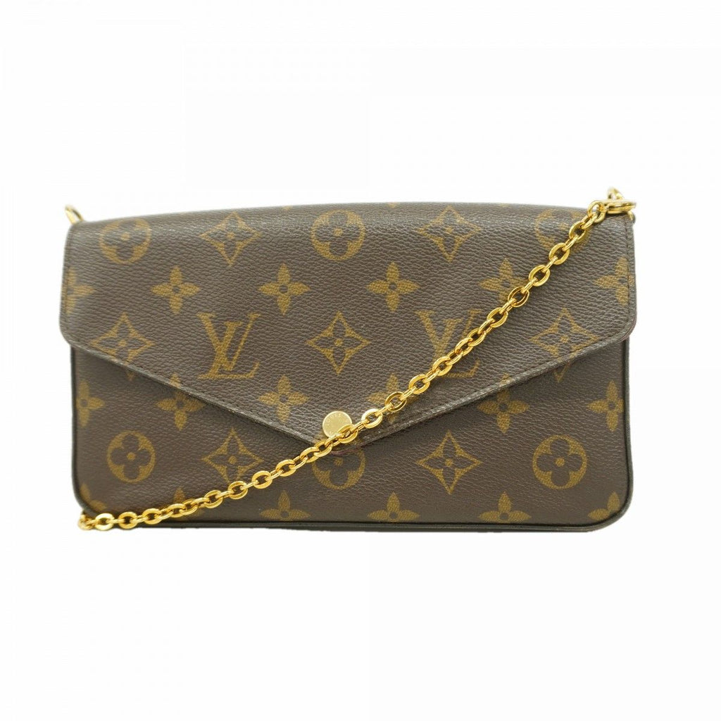 Louis Vuitton Shoulder Wallet Monogram Pochette Felicity Brown Fuchsia