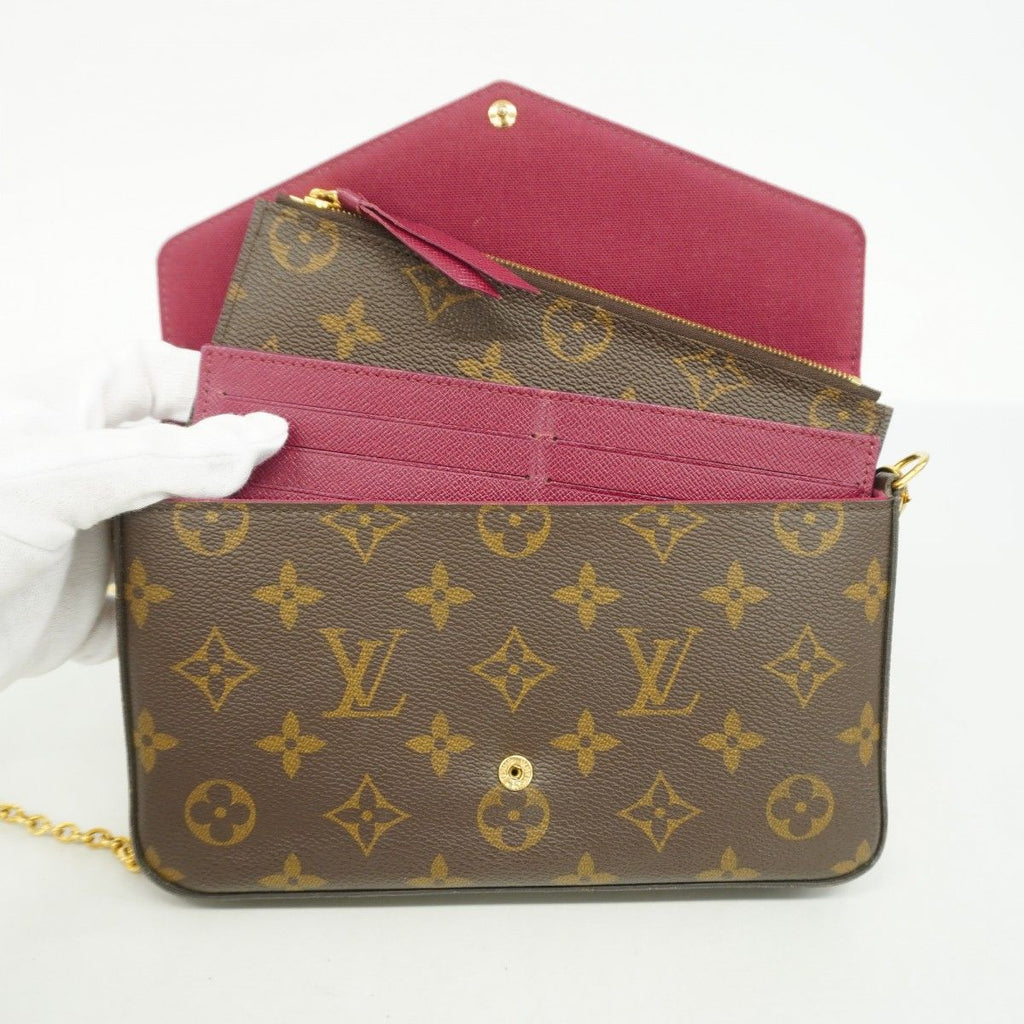 Louis Vuitton Shoulder Wallet Monogram Pochette Felicity Brown Fuchsia — view 4