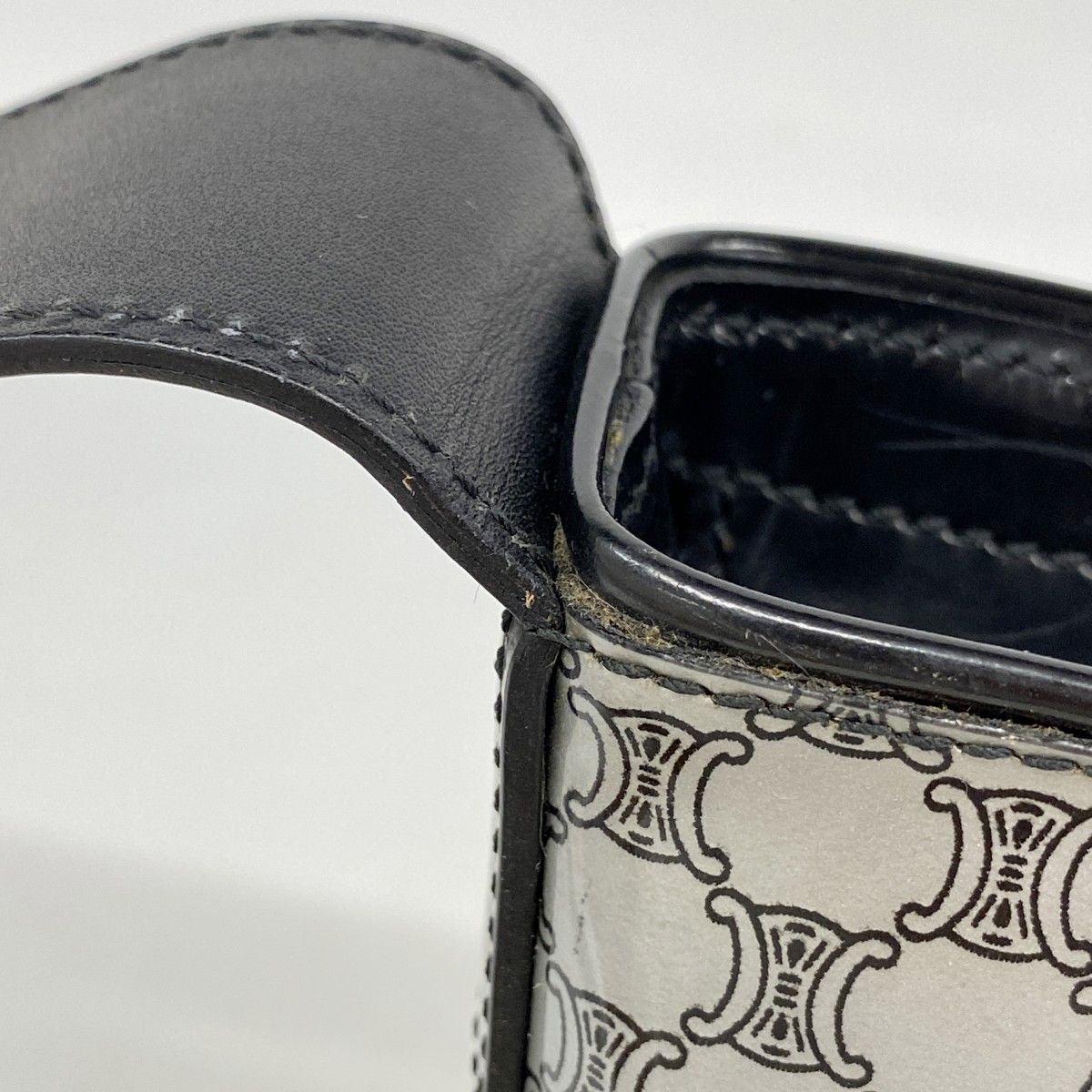 Celine Shoulder Bag Macadam Enamel Silver Black — view 7