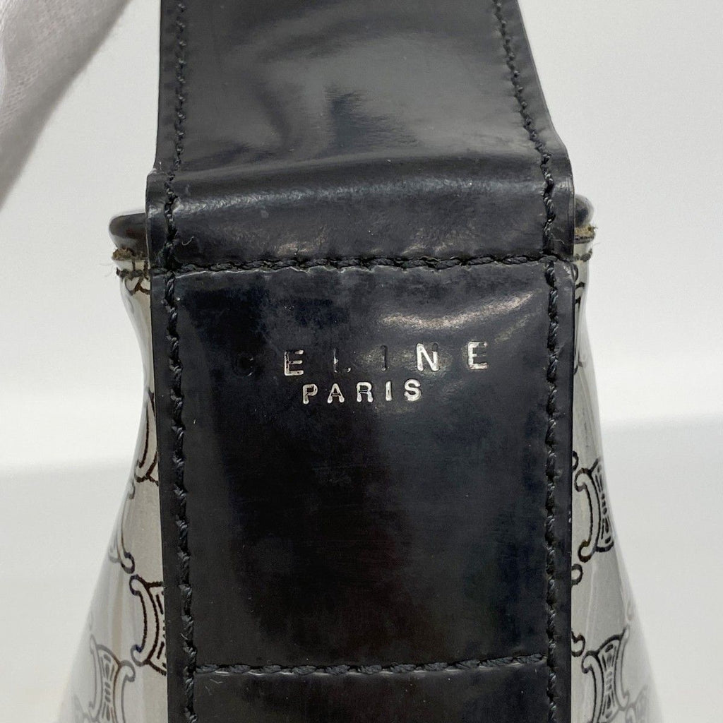 Celine Shoulder Bag Macadam Enamel Silver Black — view 6