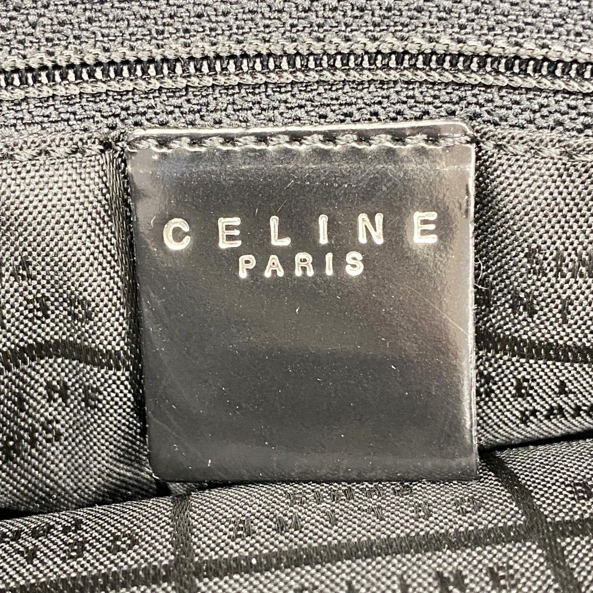 Celine Shoulder Bag Macadam Enamel Silver Black — view 5