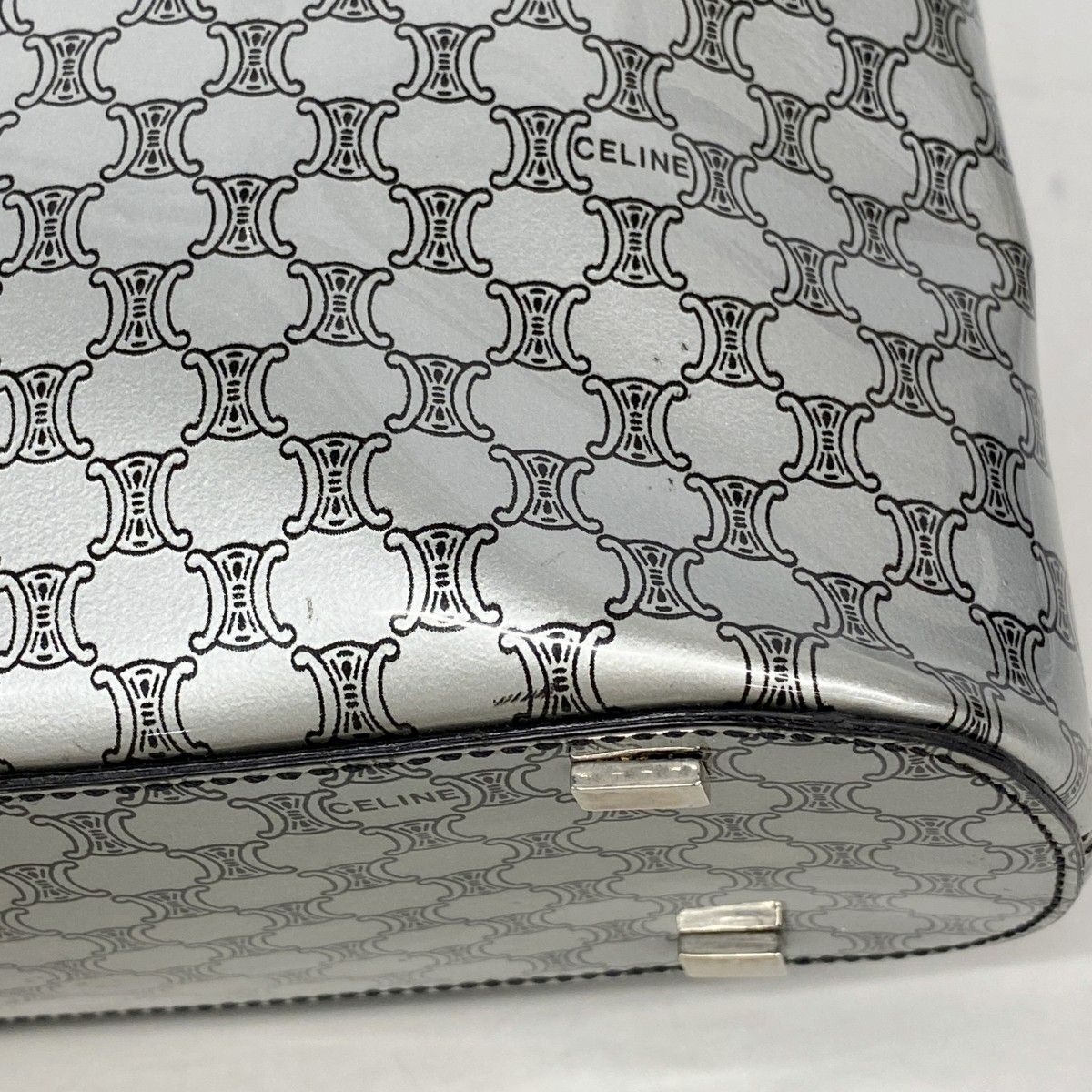 Celine Shoulder Bag Macadam Enamel Silver Black — view 8