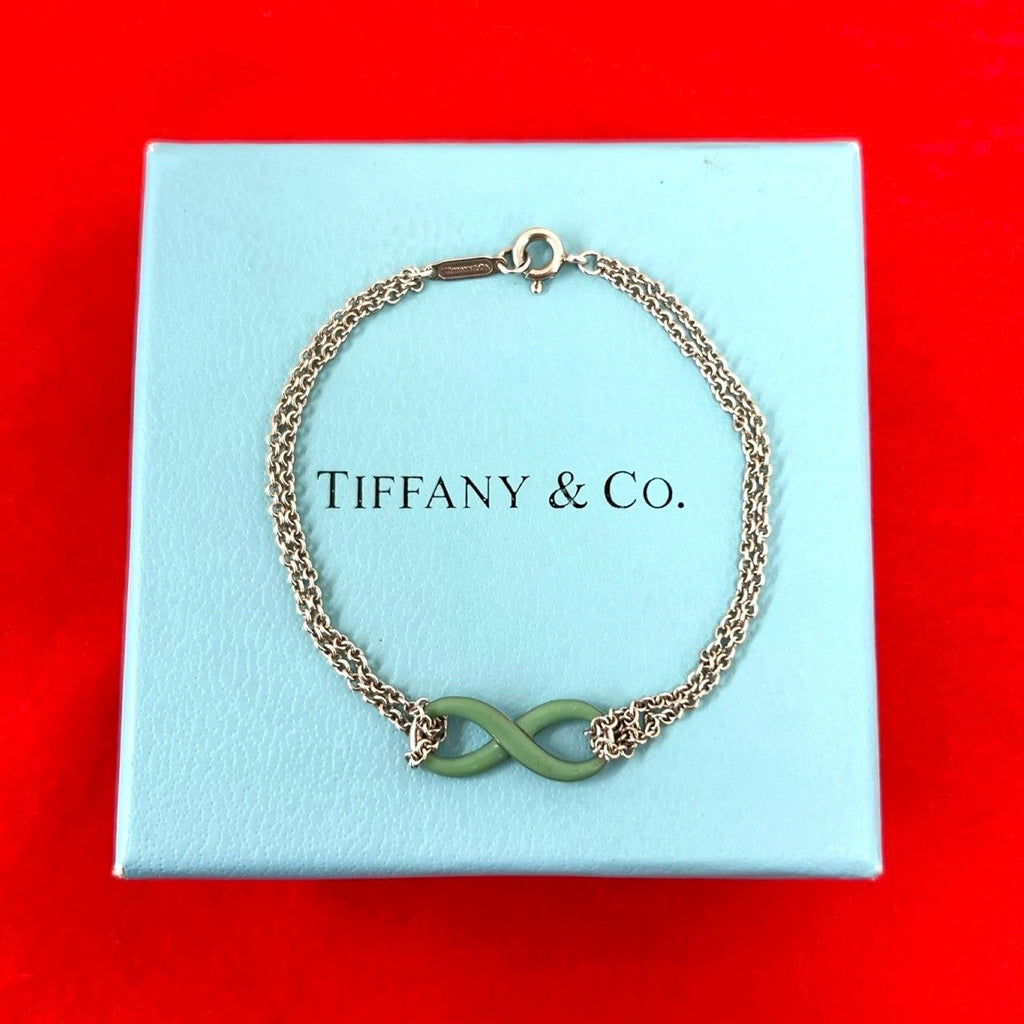 Tiffany & Co Infinity Double Chain Bracelet 925 Sterling Silver