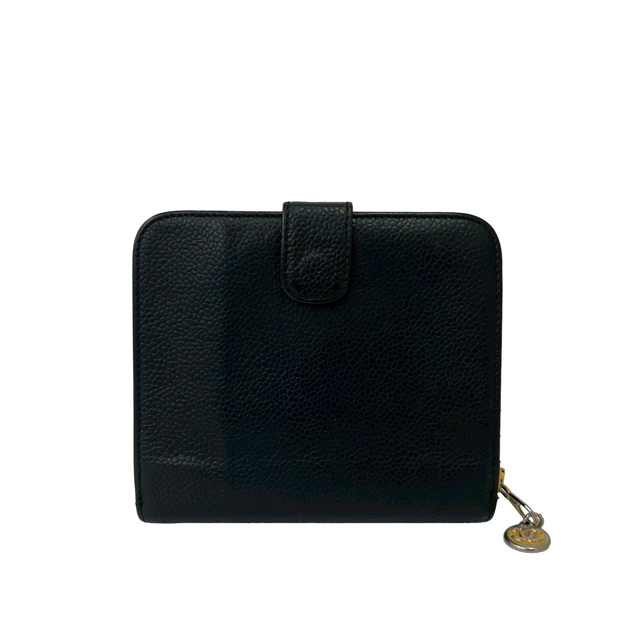Chanel CC Logo Vintage Caviar Leather Bifold Wallet Black — view 2