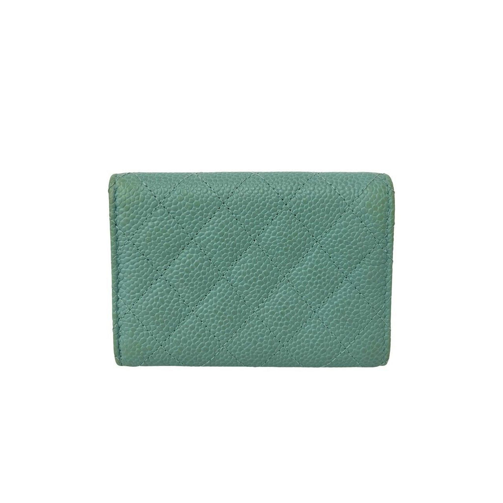 Chanel Box Card with Boy CC Logo Caviar Leather Trifold Wallet Light Blue — view 2