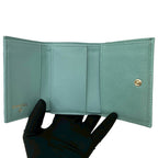 Chanel Box Card with Boy CC Logo Caviar Leather Trifold Wallet Light Blue — view 7