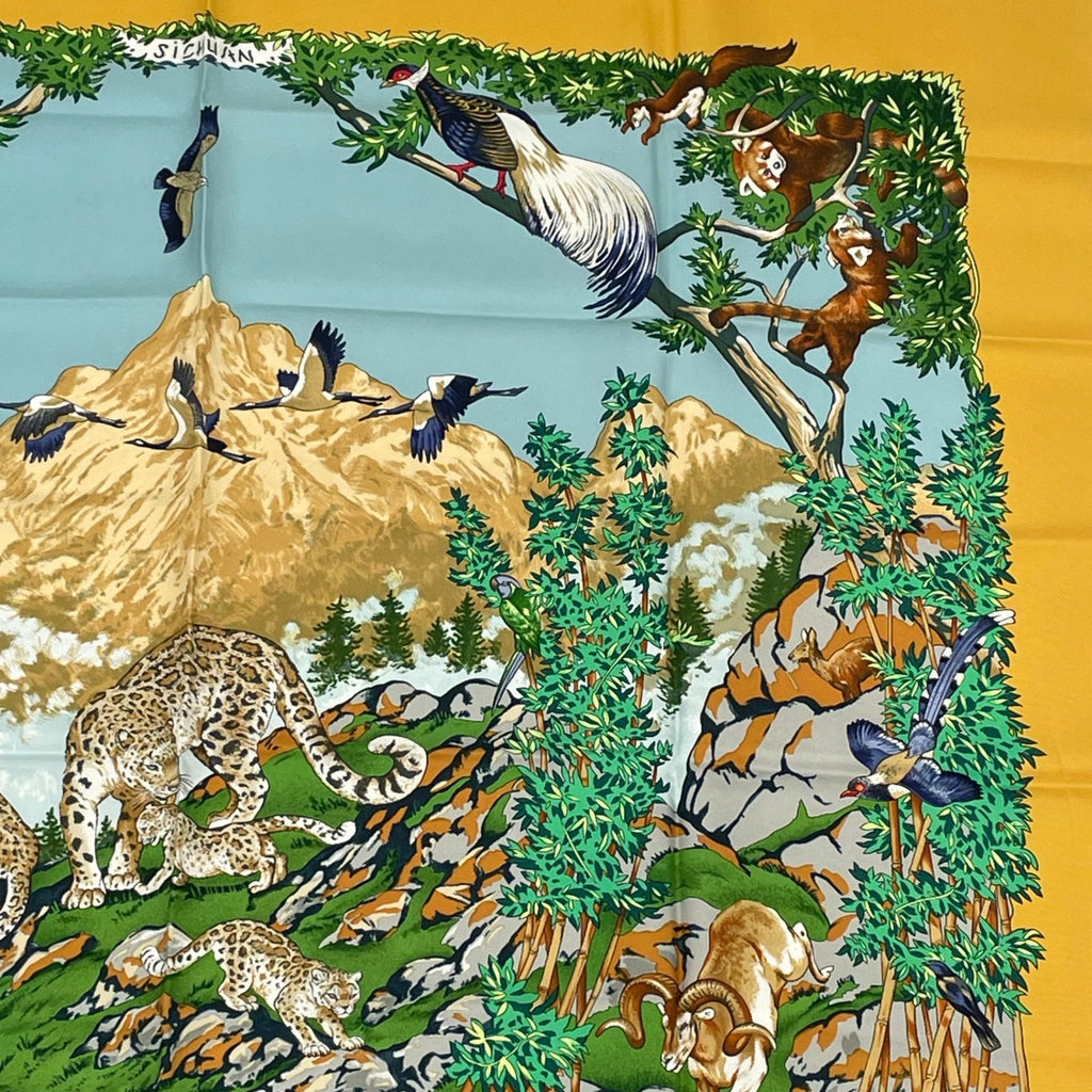 Hermes Carre 90 Sichuan Silk Scarf Yellow — view 3
