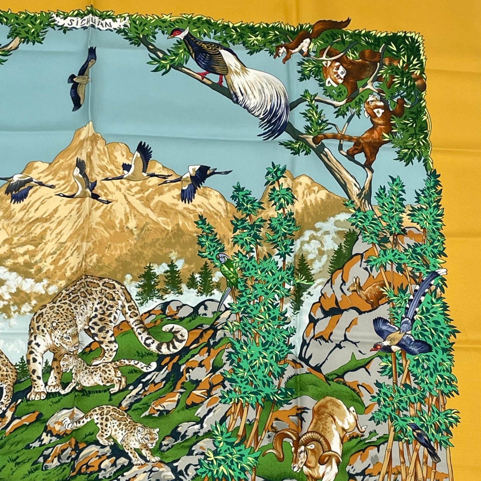 Hermes Carre 90 Sichuan Silk Scarf Yellow — view 3