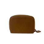 Prada Triangle Logo Saffiano Leather Coin Case Wallet Purse Brown — view 2