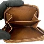 Prada Triangle Logo Saffiano Leather Coin Case Wallet Purse Brown — view 7