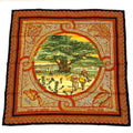 Hermes Carre 90 Under the Himalayan Cedar Sous le Cedre Silk Scarf Brown