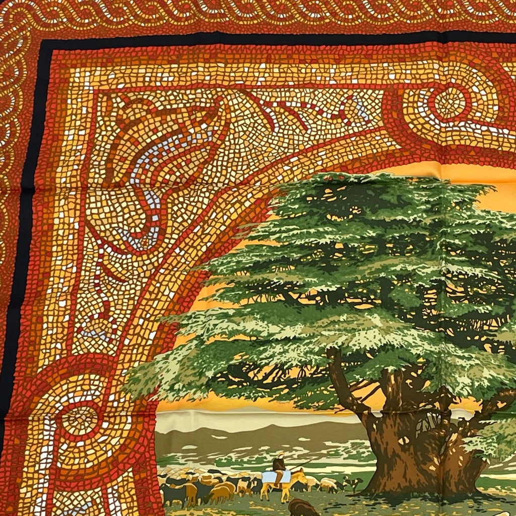 Hermes Carre 90 Under the Himalayan Cedar Sous le Cedre Silk Scarf Brown — view 2